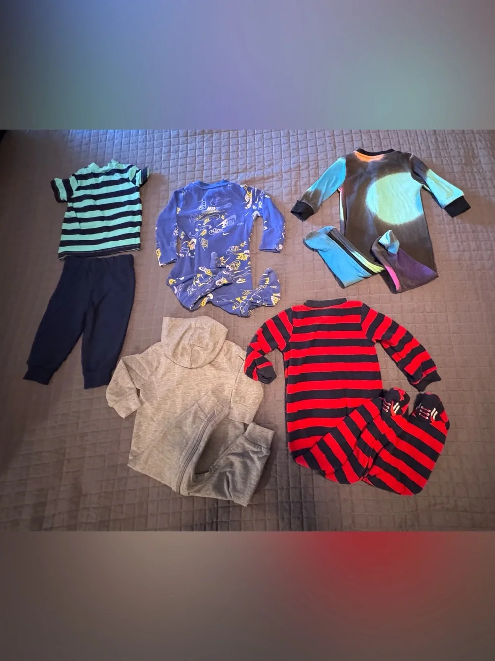 Carter's ,Nike,Red and Navy Striped All-Star Footie One-Piece